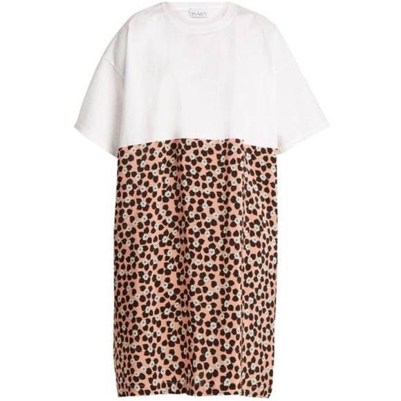 Raey white cotton & powder pink silk daisy pattern t-shirt dress - Picture 2 of 3